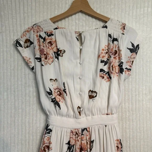 Free People All I Got Floral Maxi Dress in Ivory & Pink Size 2 Boho - Picture 8 of 15